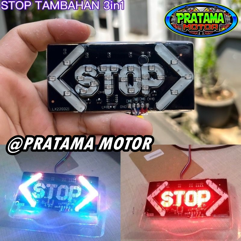 TERMURAH Lampu Variasi Belakang Logo Stop Kelap Kelip DC 12V  Warna Warni Plus Sen Universal