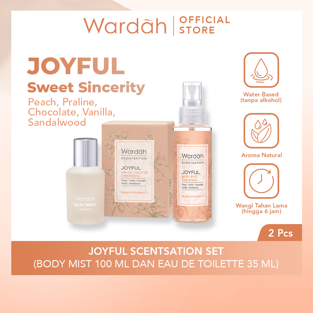 Wardah Joyful Scentsation Set - Scentsation Joyful Body Mist 100 ml & Scentsation Joyful Eau De Toil