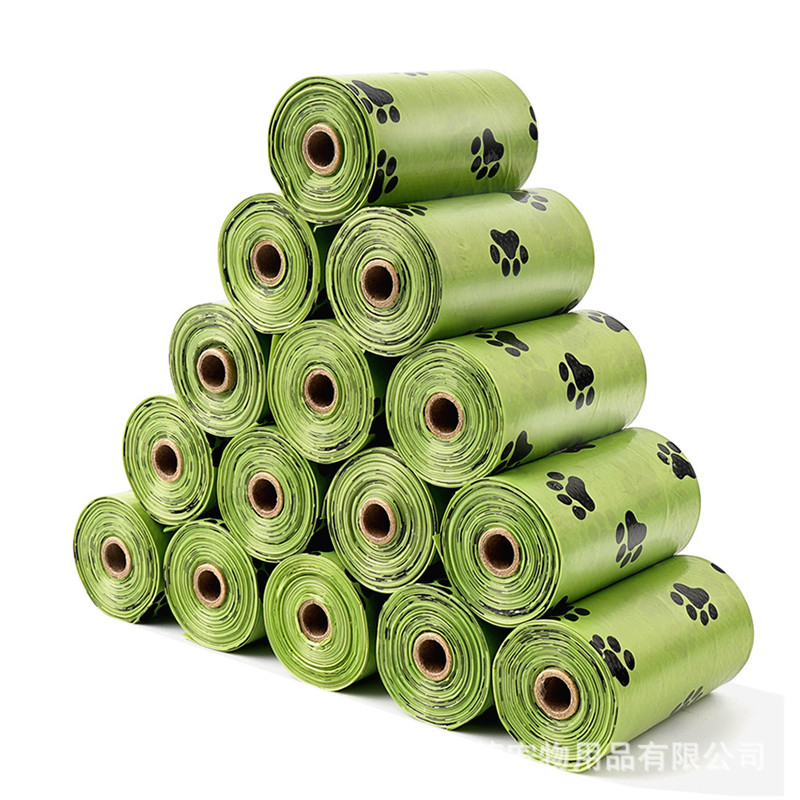 Kantong Plastik Kotoran Anjing Biodegradable Motif Paw 16 Roll - LT15P - Green