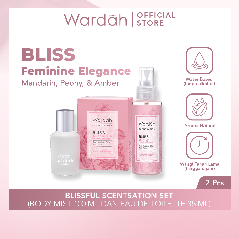 Wardah Blissful Scentsation Set - Scentsation Bliss Body Mist 100 ml & Scentsation Bliss Eau De Toil