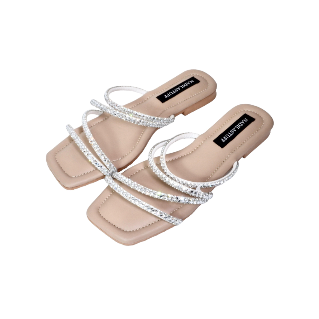 Nadilastuff Signature Raya Irene Sandal Kaca Cinderella Flat Wanita Premium Anti slip Musim panas