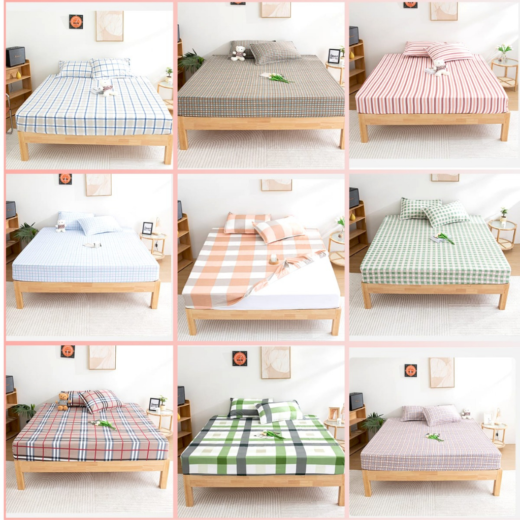 BIG SALE sprei Asthetic Termurah Sprei ukuran 120 Sprei Motif Kotak-kotak Seprai Aesthetic Set Bantal