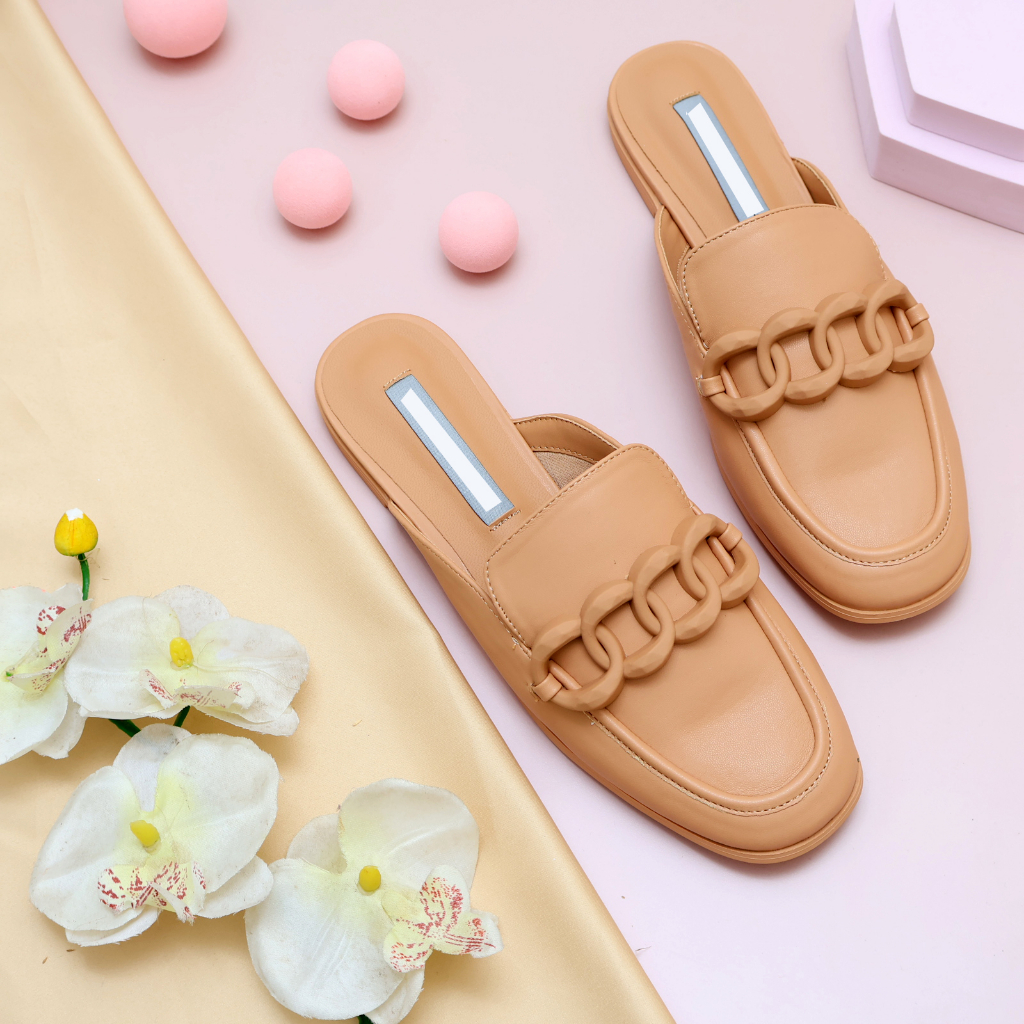 [ NEW ] Sepatu Mules Wanita C*K 488 - SNR Flat 1,5cm