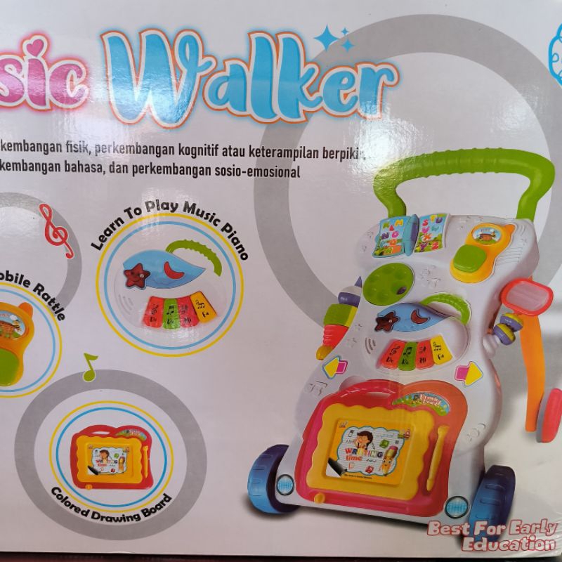 mainan bayi dorongan , push walker musical , dorongan belajar jalan balita