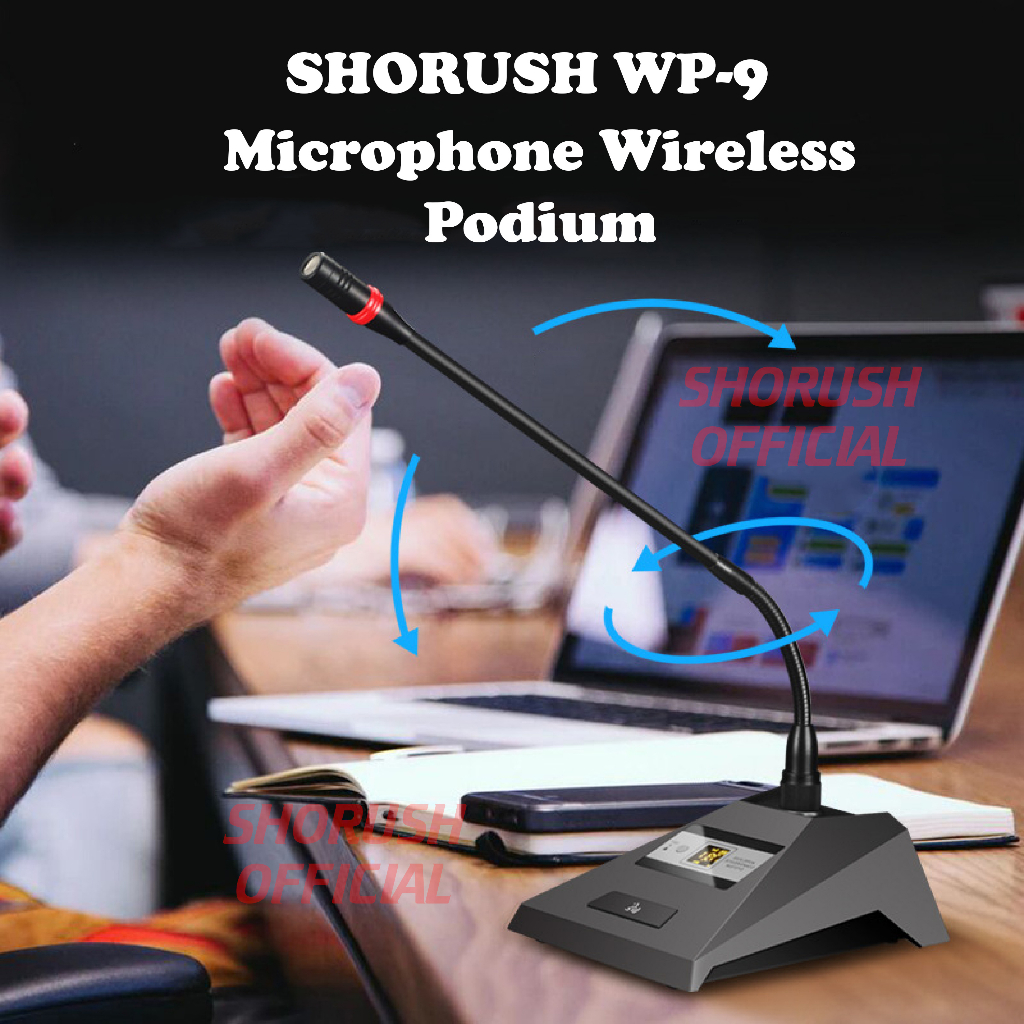 Shorush WP 9 Microphone Podium Wireless Mic Meja Conference untuk Imam Mimbar Masjid Pidato Penceramah Meeting