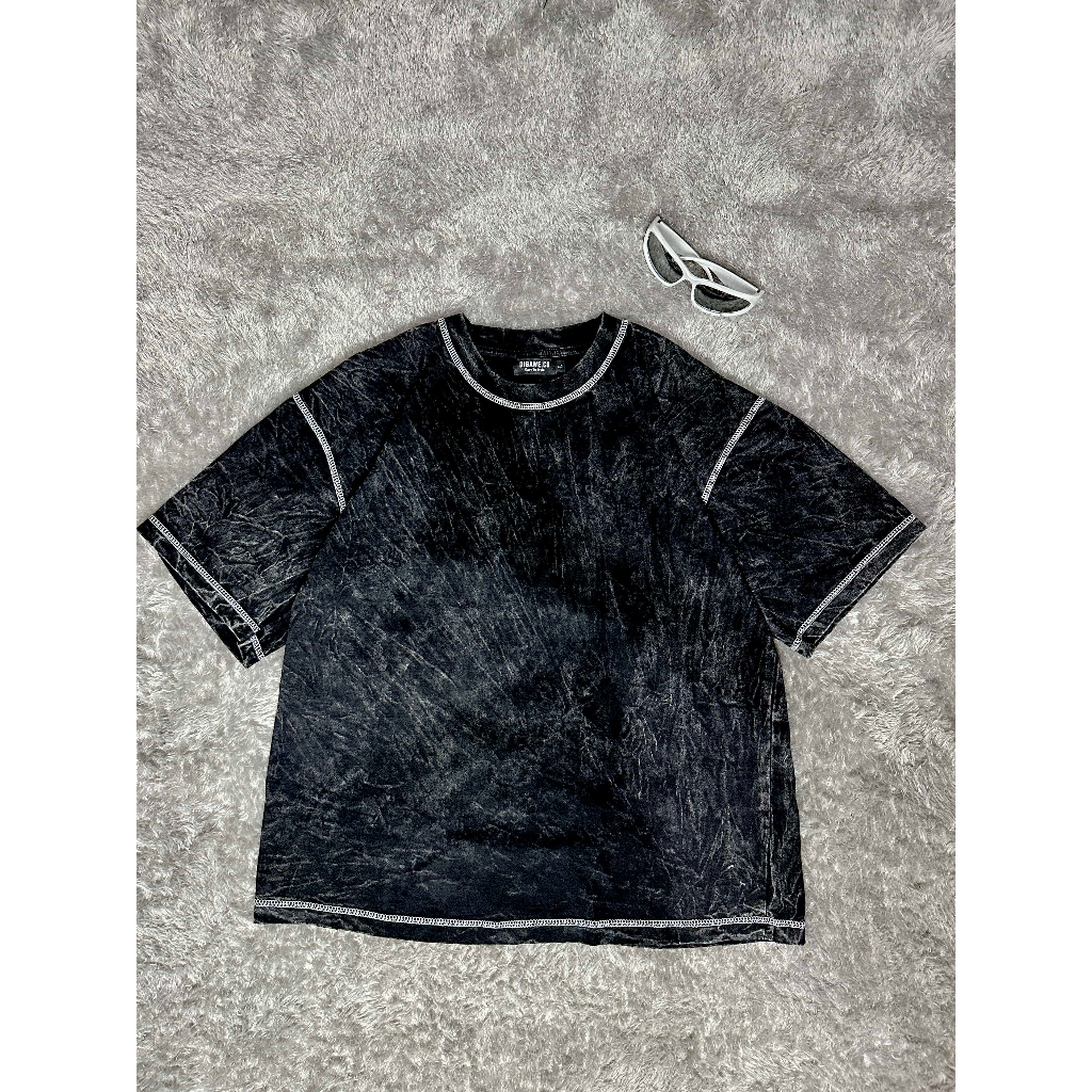 KAOS OVERSIZE "POLOS" SAND WASH JAHITAN DEPAN / OVERSIZE STRIPE SAND WASH T-SHIRT "POLOS"