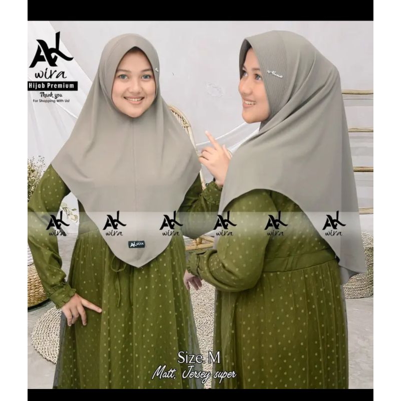 Gia hijab bergo pet bulan Jersey alwira/kerudung alwira ukuran M