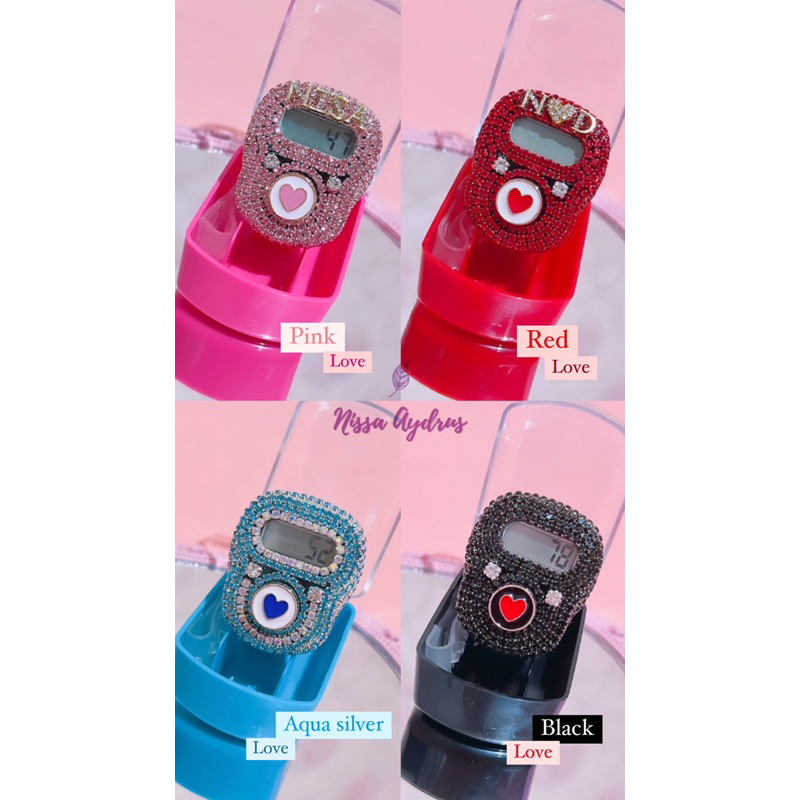 Nisa Aydrus - &quot;Love&quot; ALARM Tasbih Digital Swarovski Premium Cantik Custom Nama Tombol Love