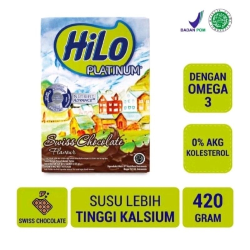 

Hilo Platinum Chocolate Swiss 420gr (12 sachet) || Susu Hilo Platinum Rasa Cokelat Swiss