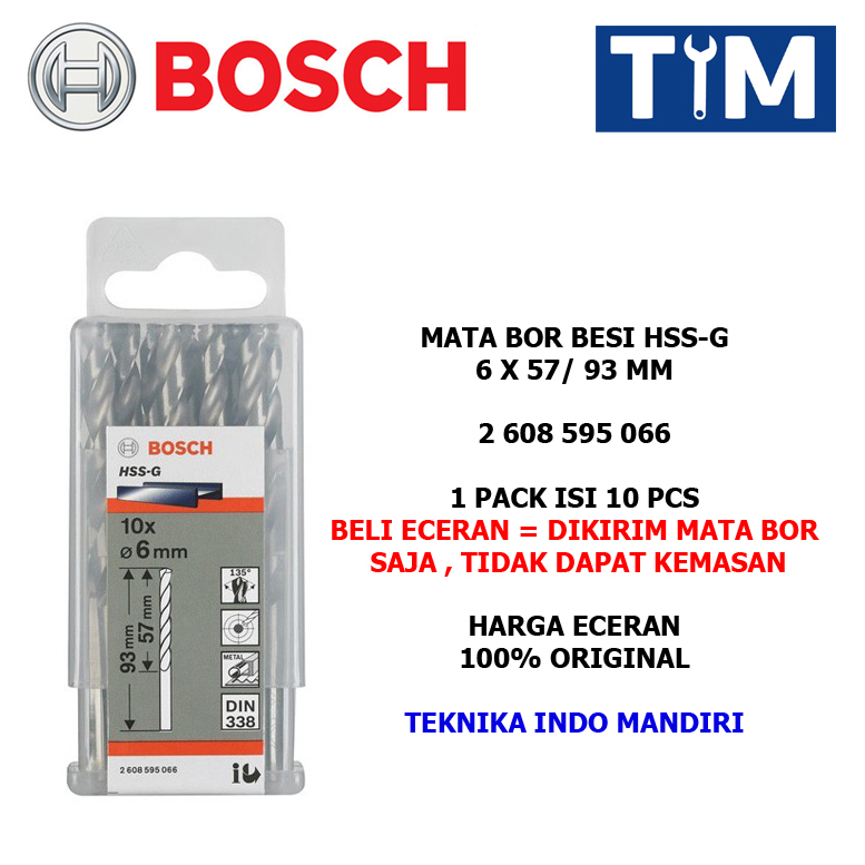 BOSCH Mata Bor Besi 6 MM HSS-G / Metal Drill Bit 6 x 57 / 93 MM