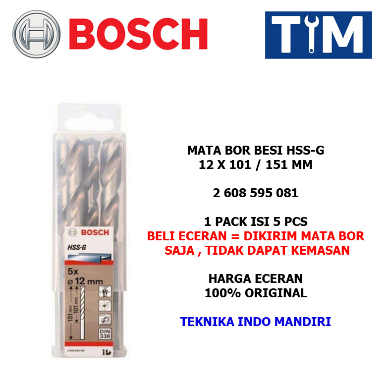 BOSCH Mata Bor Besi 12 MM HSS-G / Metal Drill Bit 12 x 101 / 151 MM