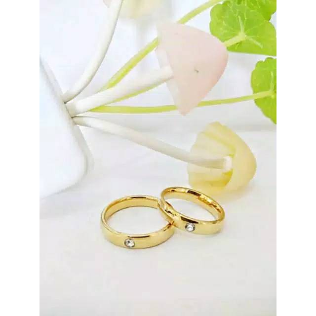 Cincin Couple Titanium Cembung 1MATA Anti Karat Selamanya Stainless steel Pria Wanita Fashion Ring Style