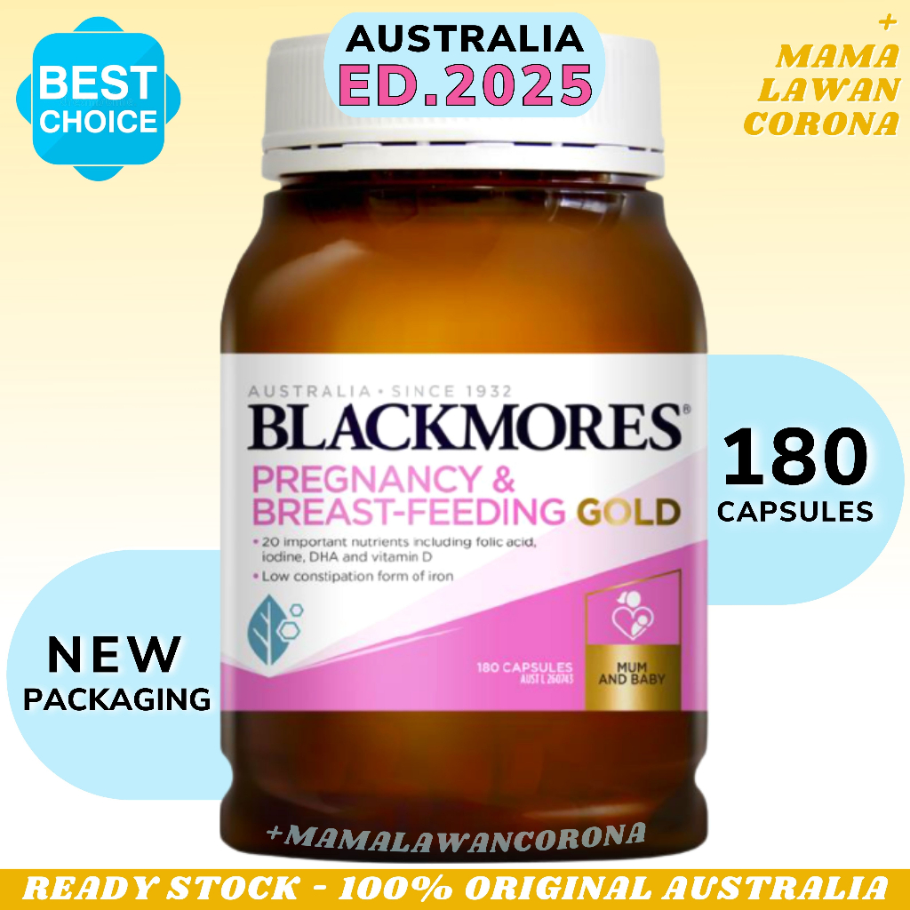 BLACKMORES Pregnancy Breast feeding Gold 180 Kapsul AUSTRALIA Breastfeeding Vitamin Capsules Capsule Caps