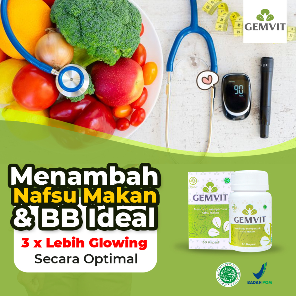 Gemvit Suplemen Penggemuk Penambah Berat Badan Pencerah Wajah glowing bpom 100% ori Halal