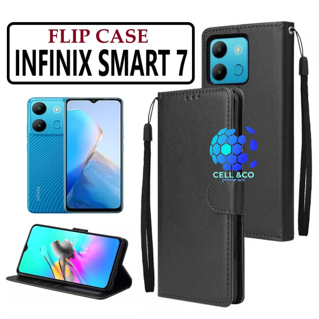 FLIP COVER INFINIX SMART 7 LEATHER WALLET PREMIUM FLIP CASE BUKA TUTUP KESING HP CASING FLIP CASE WALLET