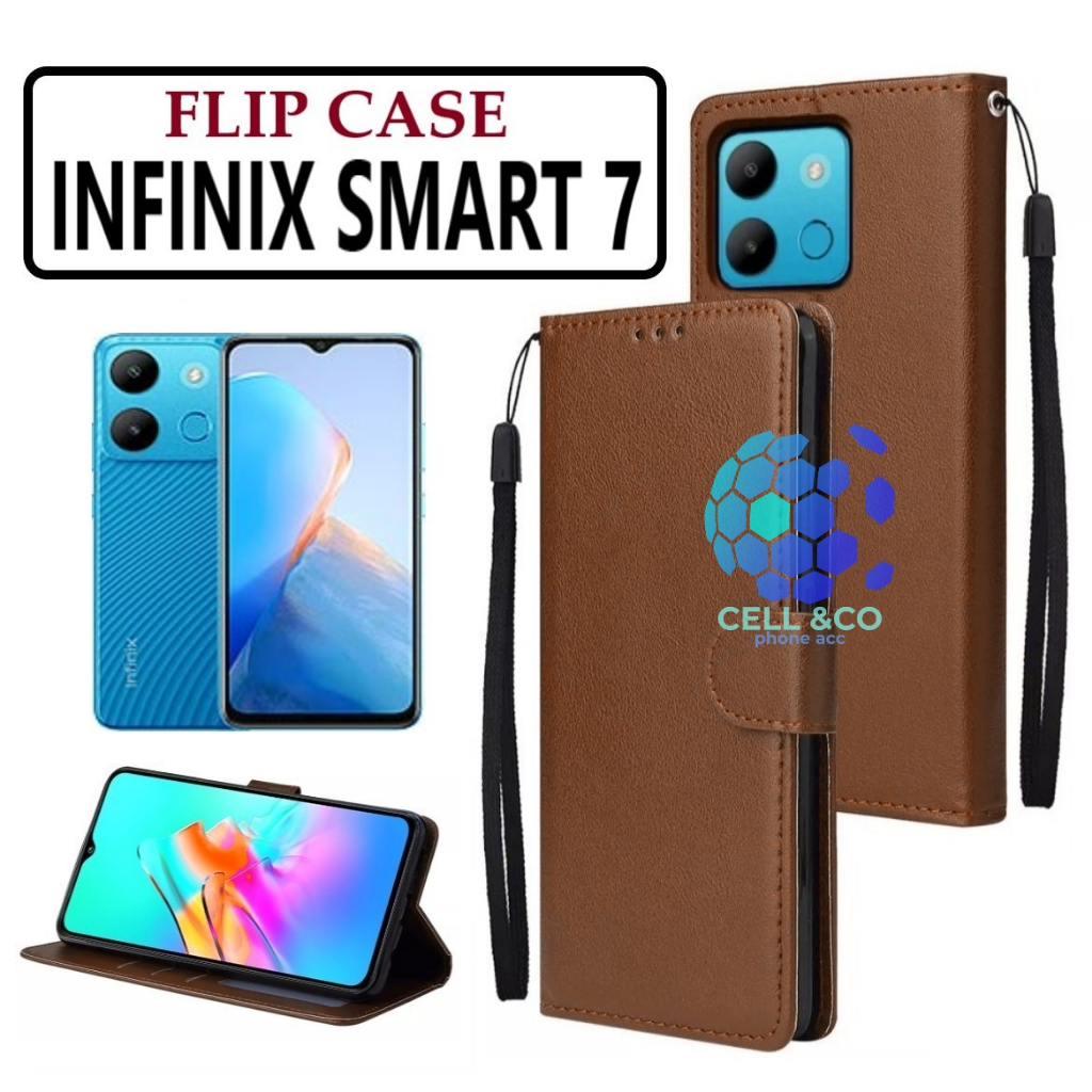 FLIP COVER INFINIX SMART 7 LEATHER WALLET PREMIUM FLIP CASE BUKA TUTUP KESING HP CASING FLIP CASE WALLET