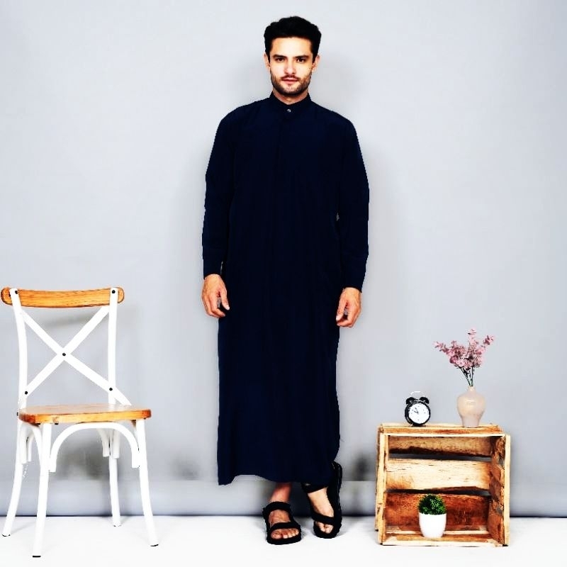 Jubah gamis arab tangan mangset-gamis arab tangan kancing-gamis arab saudi pria
