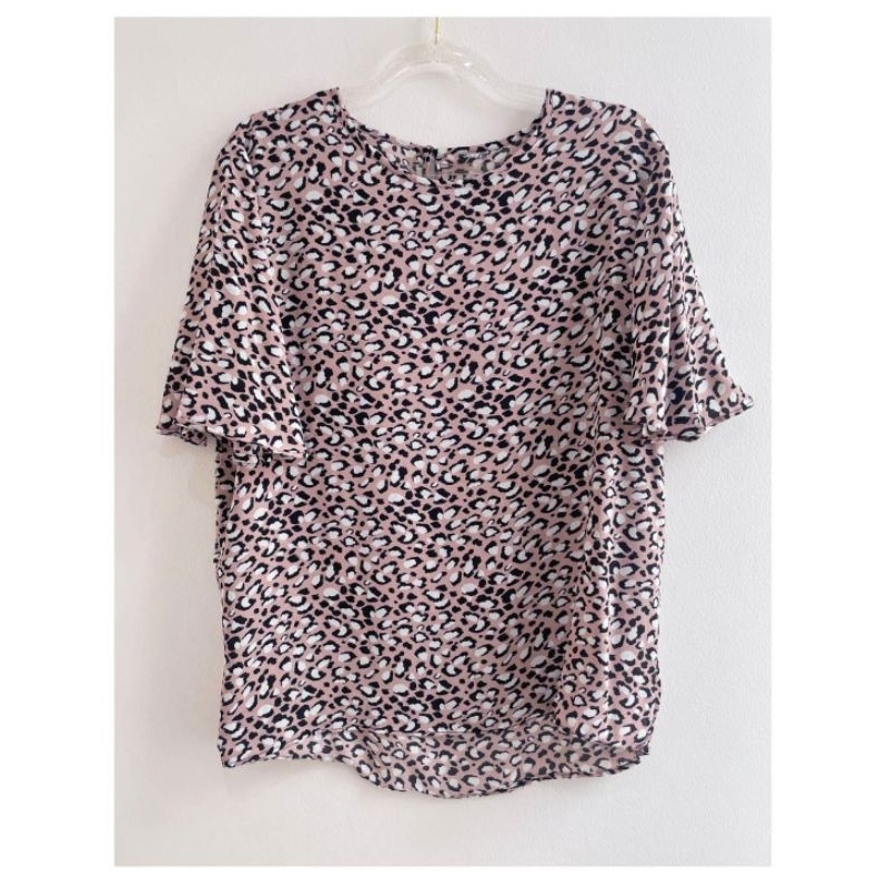 Anko basic animal full print short sleeve blouse