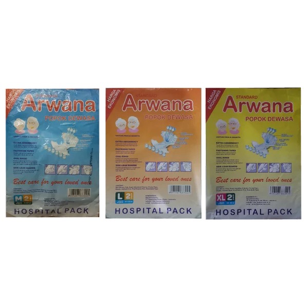 Arwana Diaper Perekat / Popok Perekat orang tua dewasa M2, L2, XL2