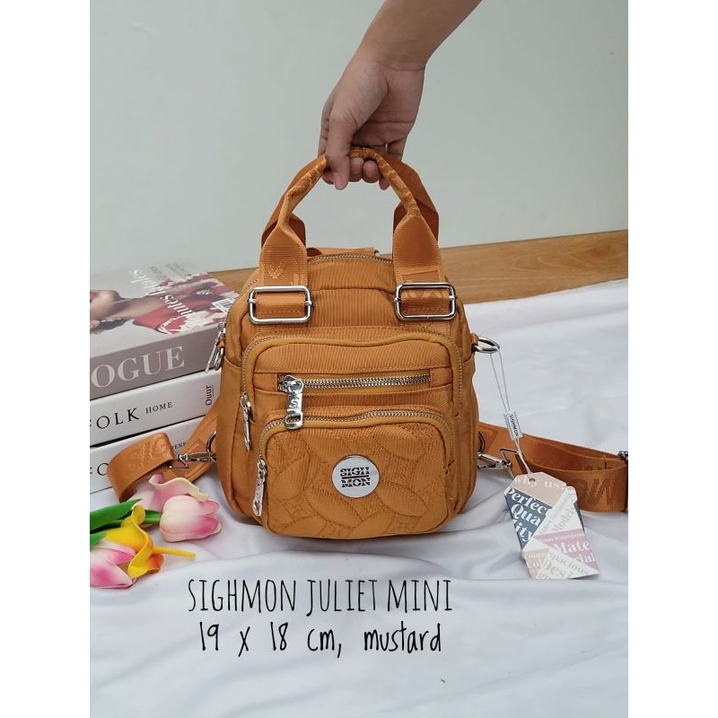 Slimetas 3in1 Sighmon Juliet Daun Mini Tae Ransel Wanita Anti Air Tas Jinjing Tas Selempang Kecil Ba