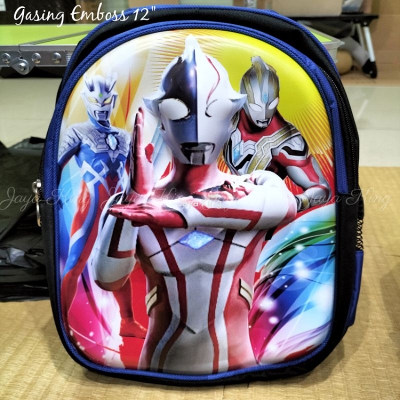 Ransel TK Murah Gasing Kids 12 Inc Emboss Batok Karakter Tas Sekolah Anak Laki-Laki Ironman Captain America Bumblebee