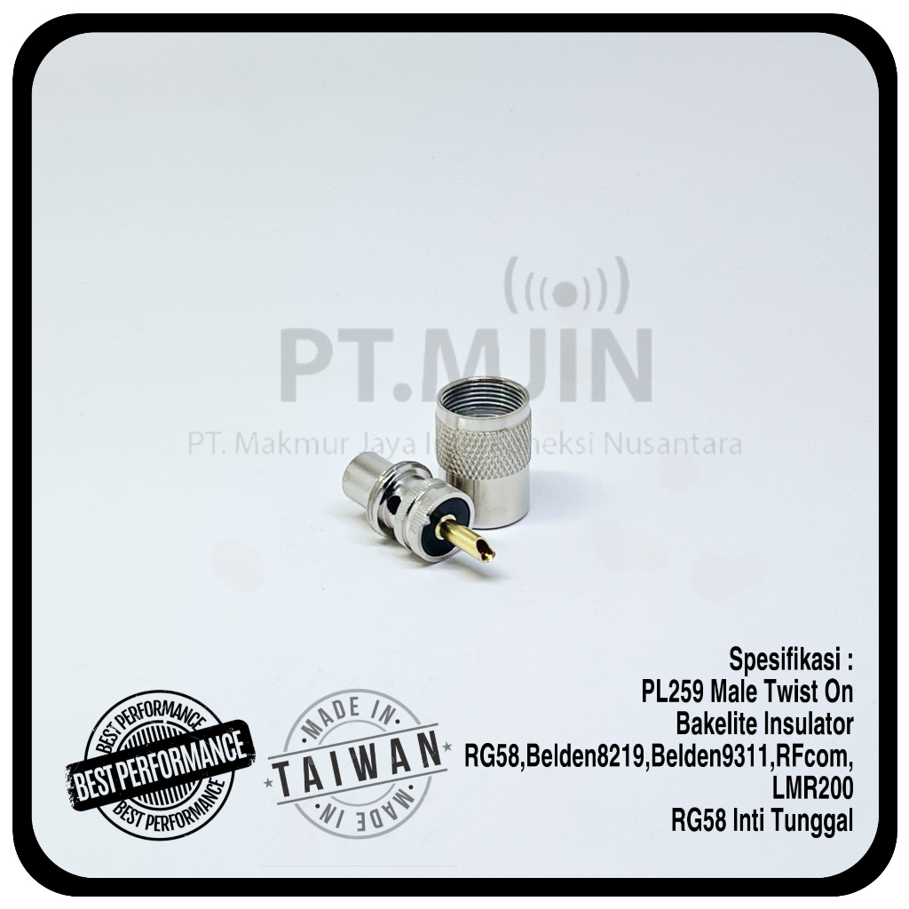 Konektor PL259 Male Rg58 GoldPin Insulator Hitam Taiwan