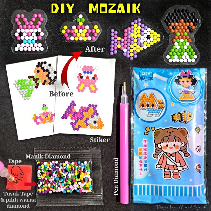 OBRAL DIY DIAMOND 3D STIKER (OB) PUZZLE MOZAIK MOSAIC MAINAN EDUKASI ANAK TK SD PAUD MELATIH MOTORIK