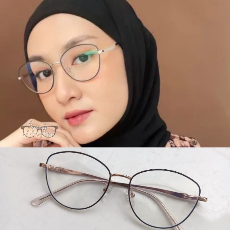 Frame Kacamata Cat Eye metal | Kacamata photocromic minus | Kacamata Antiradiasi | F 6656