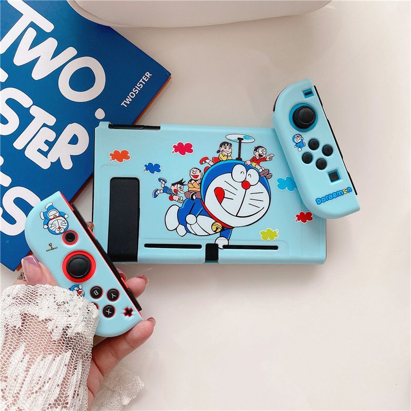 Case Nintendo Switch OLED v2 v1 Casing Doraemon Blue Silikon