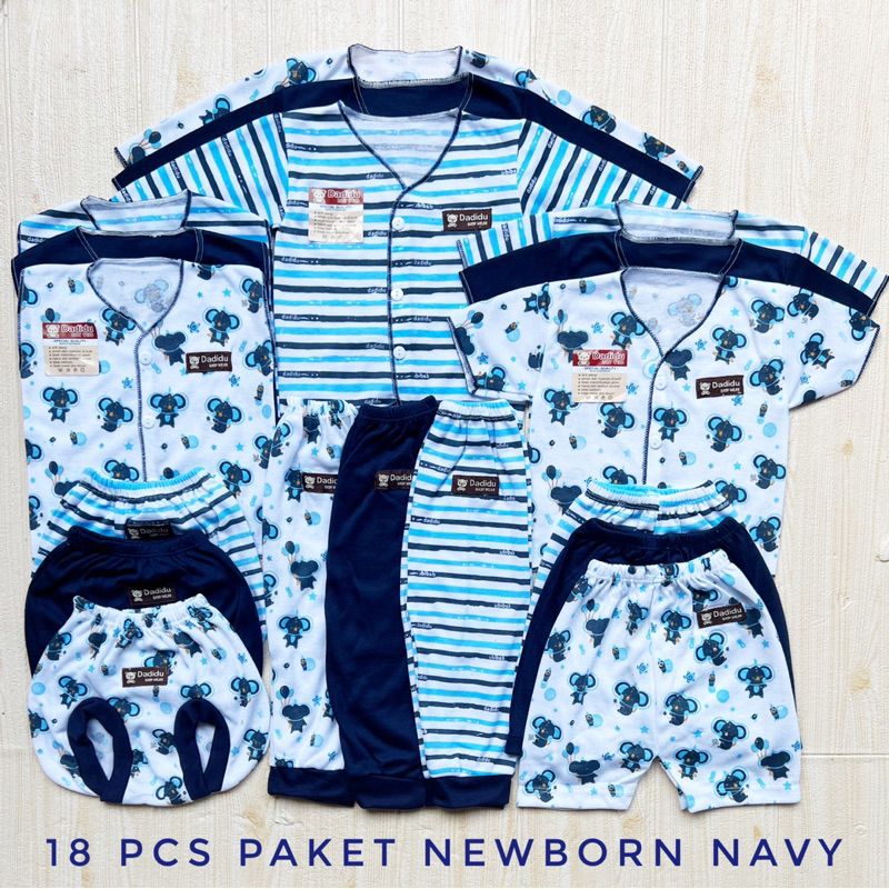 DADIDU NAVY SERIES - 18 PCS Paket Baju Bayi Kekinian Celana Bayi Setelan Bayi Baju Bayi Newborn Baju Bayi Baru Lahir Baju Bayi / Paket Baju Bayi Newborn Celana bayi Paket Lengkap Baju Bayi Newborn / Perlengkapan Bayi Baru Lahir Kado Gift Set Baby