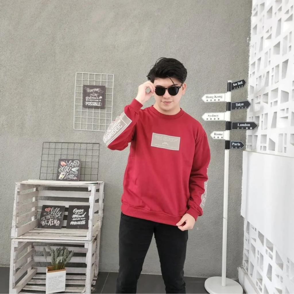 APPAREL Sweater Crewneck Pria CAAMRIDEIC switer basic pria terbaru yang lagi trend sekarang