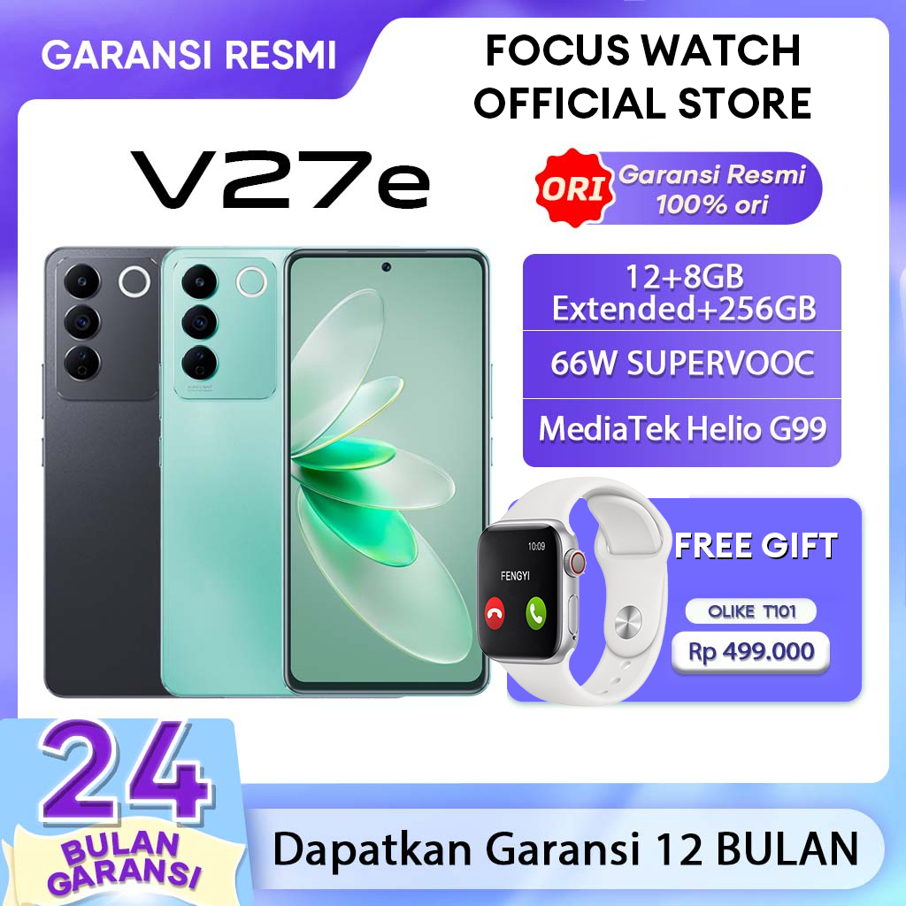 V27E 12/256 -V27E 8/256 | V27 E V 27E GARANSI RESMI V27 (8/256) - 50 MP HD AF Selfie, 3D Curved Screen with Slim Body V27e 8/256 - 64MP OIS Night Camera, 8GB Extended RAM, 256GB Memory Exp, 66W FlashCharge