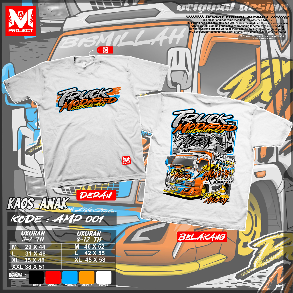 KAOS TRUCK ANAK USIA 2-7 TAHUN KAOS TRUCK MODIF KAOS ANAK GAMBAR TRUCK MANIA KAOS ANAK LAKI LAKI KATUN SABLON PREMIUM