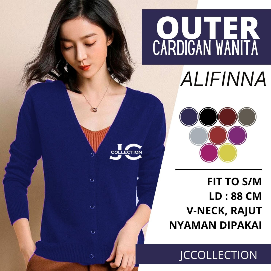 Cardigan Wanita VNeck Alvina All Size fit to S/M - JCCollections