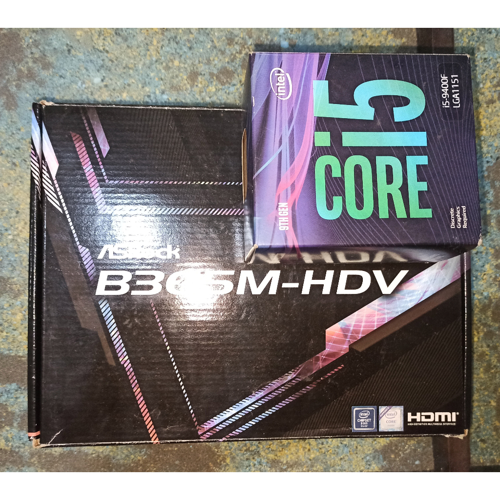Motherboard Asrock B365-HDV + Processor Intel Core I5 9400f