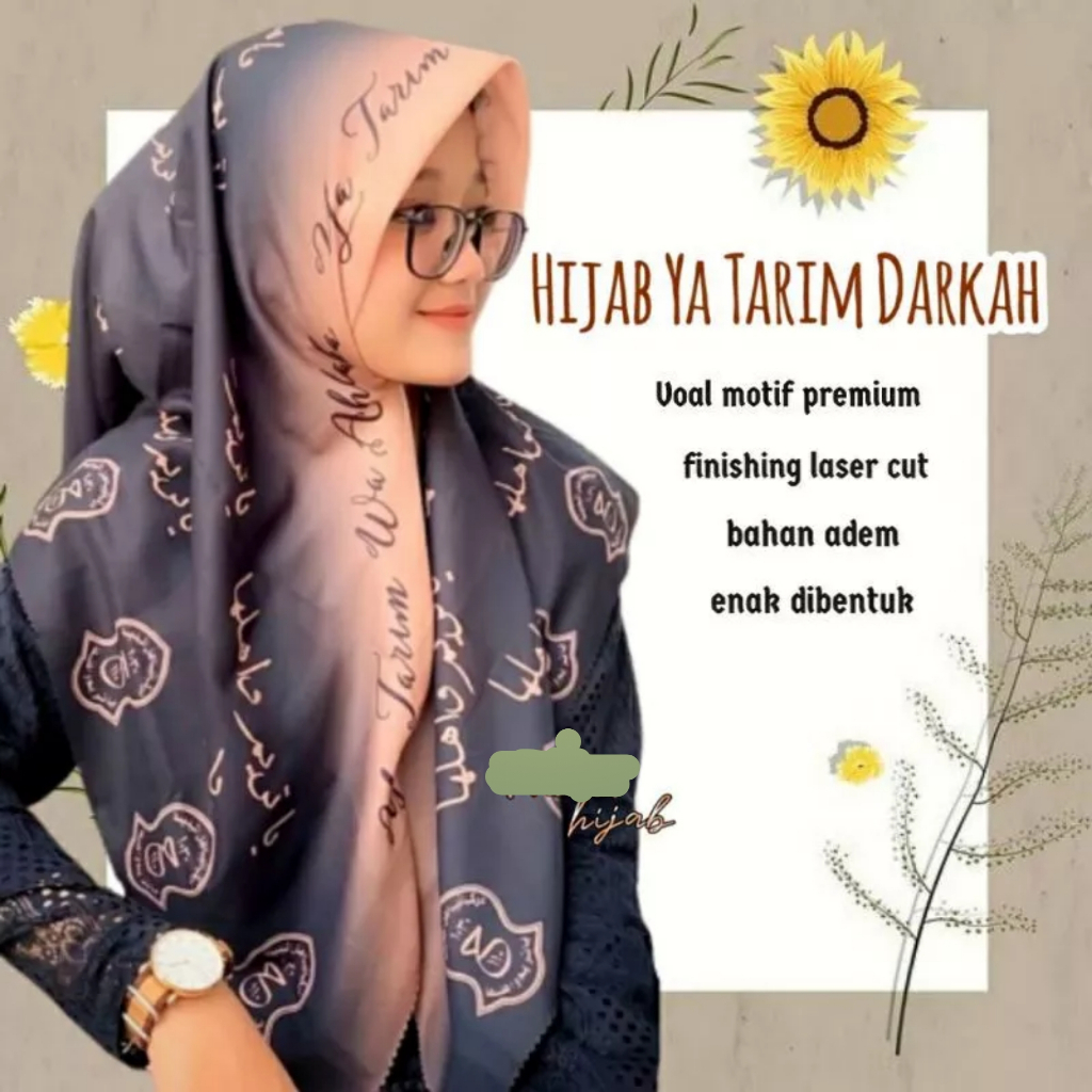 Kerudung Hijab Ya Tarim Darkah Waahlaha Semboyan Santri Indonesia Arabic