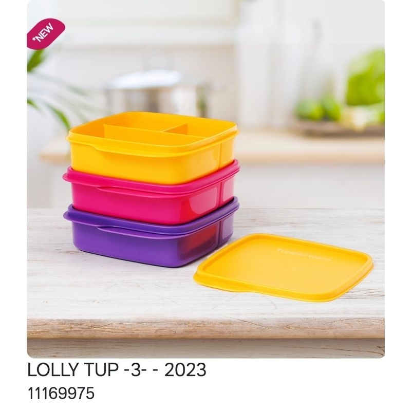 TUPPERWARE LOLLY TUP 3PCS/ TEMPAT MAKAN ADA  SEKAT UNGU
