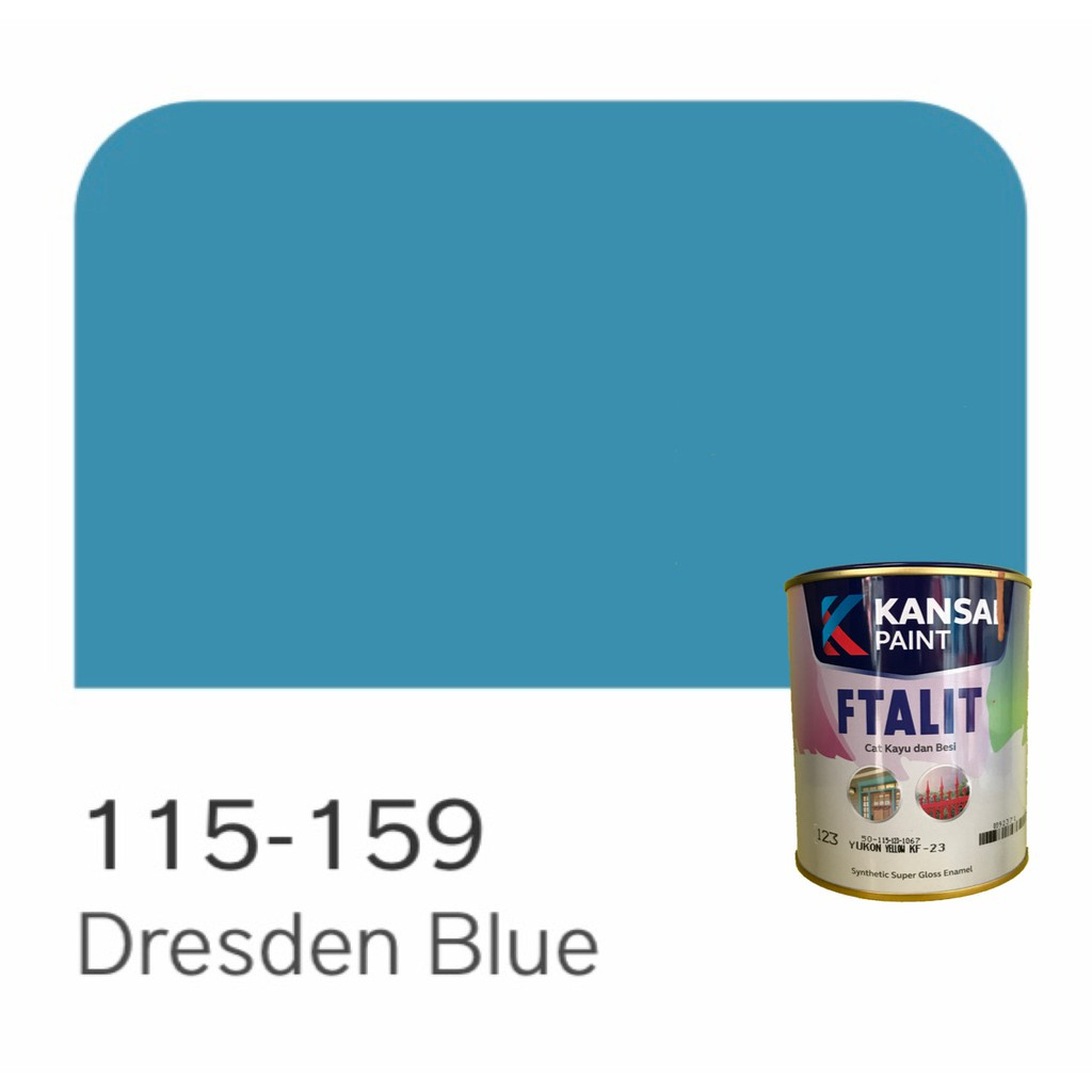 Cat Kayu dan Besi Kansai Paint Ftalit Warna Glos 1kg 115 - 159 Dresden Blue