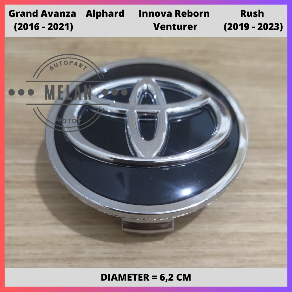 Dop Roda atau Tutup Velg Toyota Innova (2005 - 2015) atau Reborn atau Venturer, Toyota Grand Avanza (2016 - 2021), Toyota Rush (2019 - 2023), Alphard Diameter 6,2 CM Full Crome