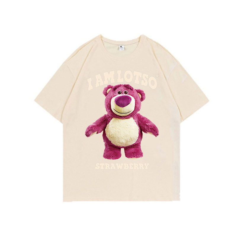 kaos atasan wanita korean style lengan pendek oversize Cute Bear graphic printing retro kaos hitam