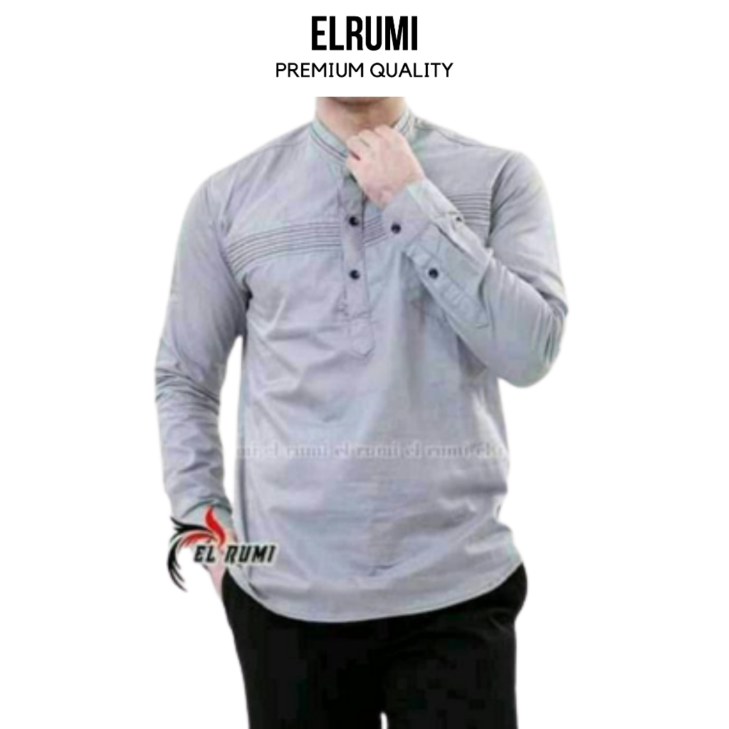 Kemeja Koko El rumi Lengan Panjang Bahan Katun Premium MH - Kemeja Cardinal - Kemeja Pria Lengan Pan