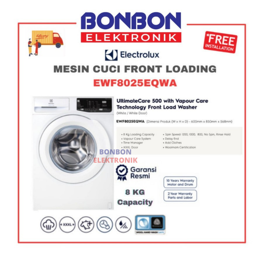 Electrolux Mesin Cuci Front Loading 8KG EWF8025EQWA / EWF 8025 EQWA