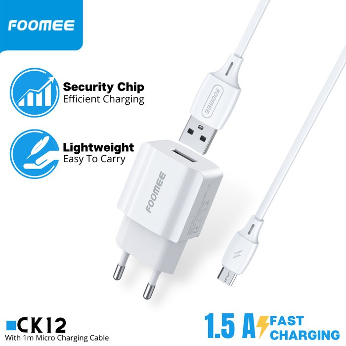 Travel Charger KIT Foomee CK12 1.5A Adapter + Kabel Micro Grosir