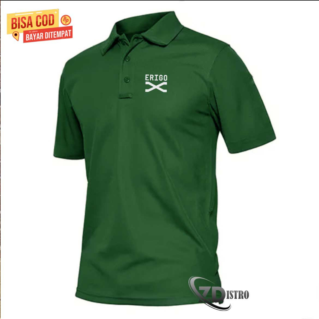 Zalfa Distro COD Baju Distro Polo Kerah Logo Erigo X Text Putih Kaos Polo T Shirt Premium Quality At