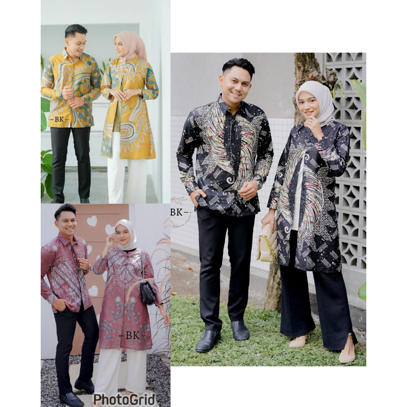 BATIK COUPLE ATASAN TUNIK MODEL TERBARU MODERN COUPLE BATIK ATASAN KOMBINASI BROKAT