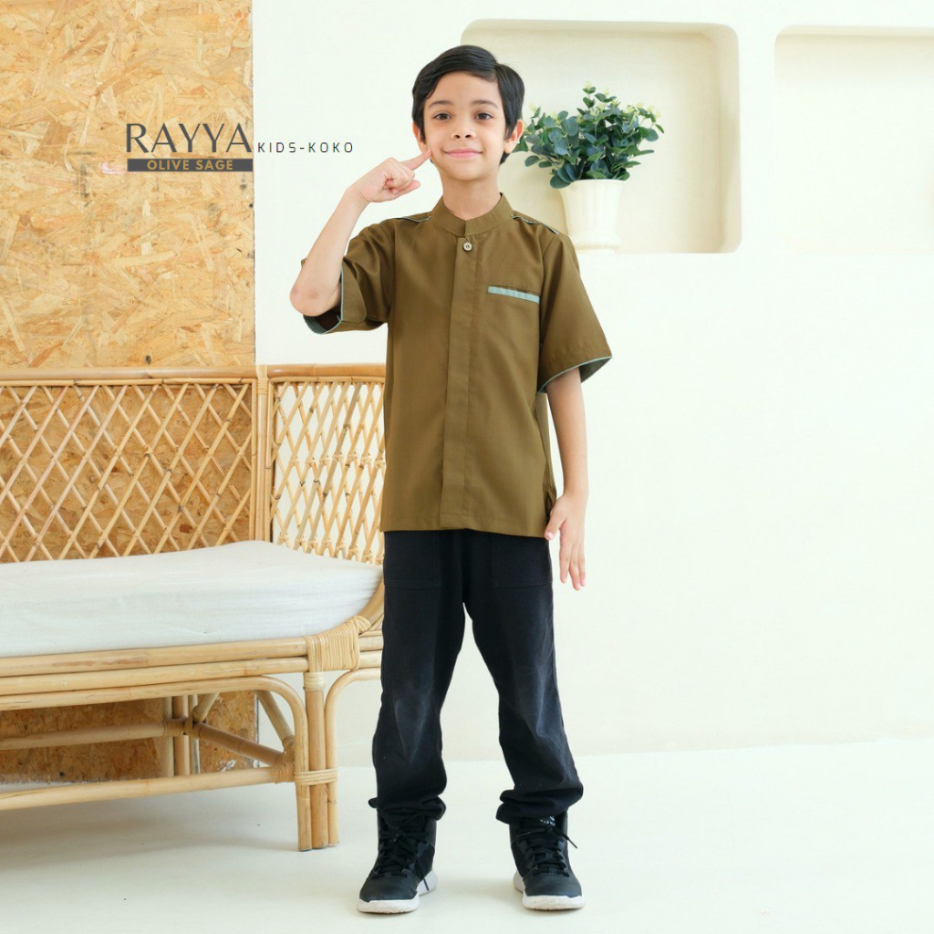 Rayya Kemko Kids - Kemeja Koko anak Lengan Pendek Bahan Katun Toyobo Premium By Riskirich