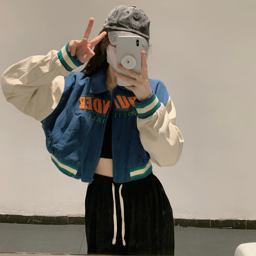 [2 warna] Korean Style Jaket Corduroy Wanita Terbaru Jacket Retro Outer Crop