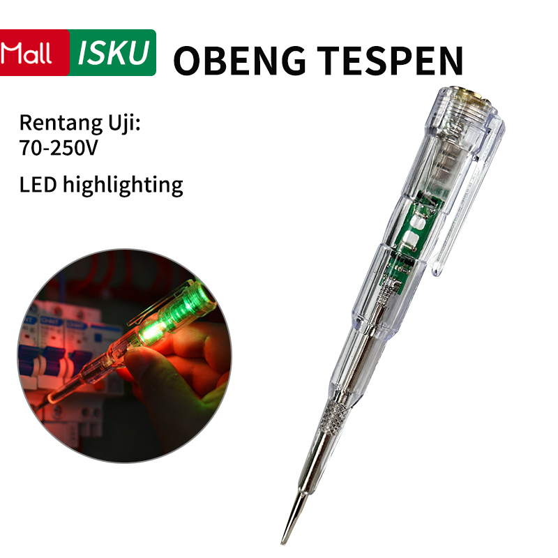 ISKU Obeng Test Pencil Tester TesPen Obeng Tes with Indicator Dual LED Tespen Listrik Multifungsi