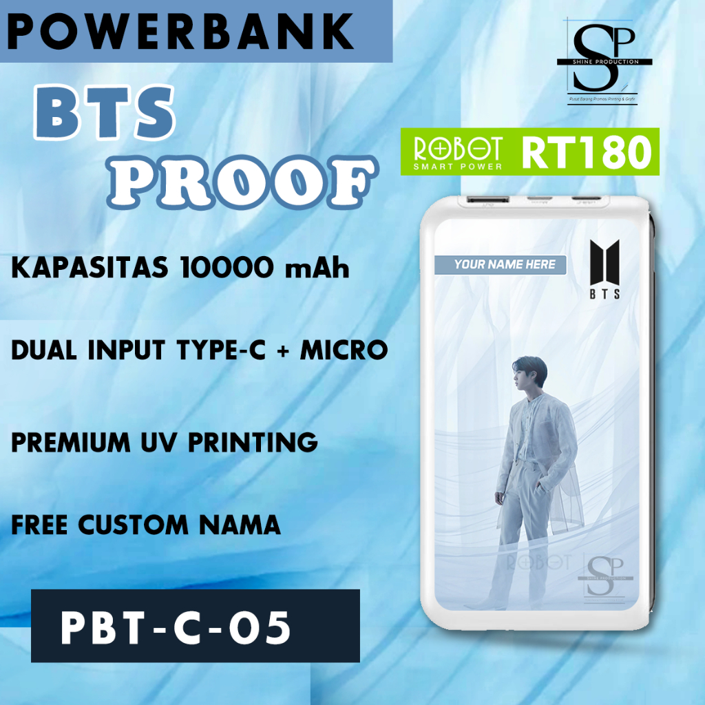 Powerbank Personil BTS Custom Nama Powerbank ROBOT RT180