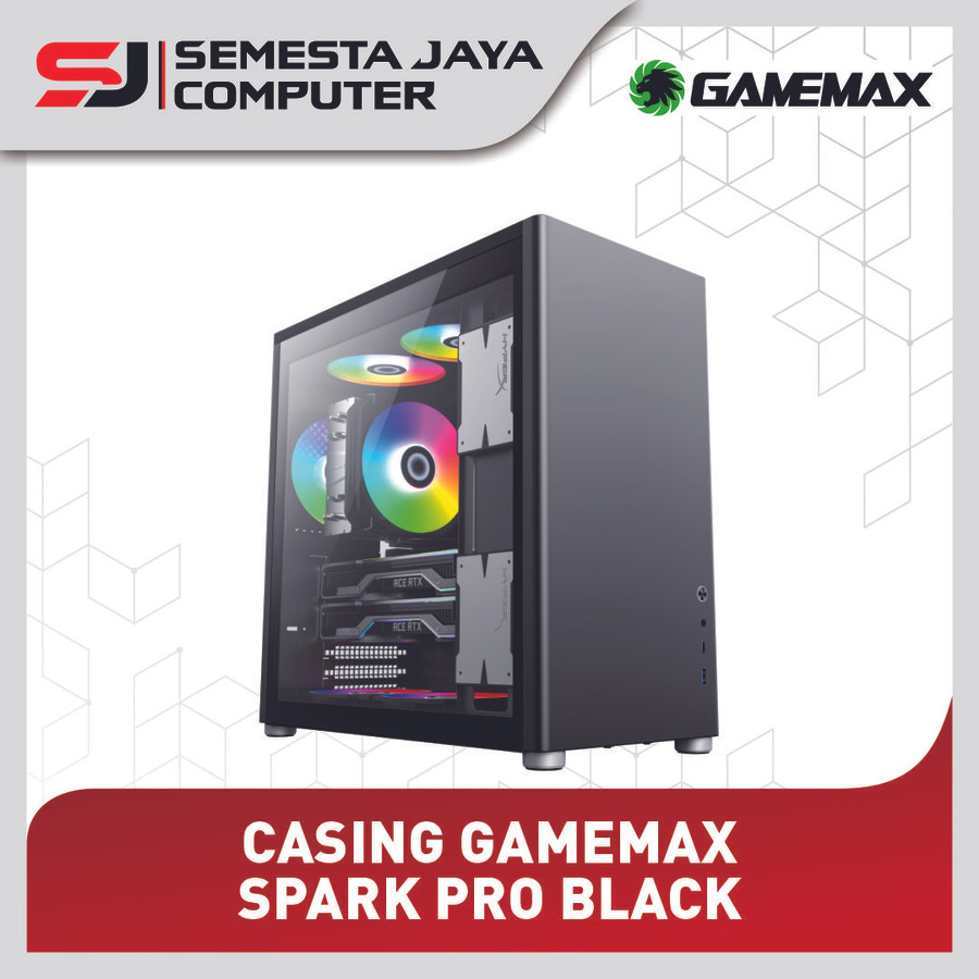 Casing Komputer GameMax Spark Pro Black ATX Gaming PC Case